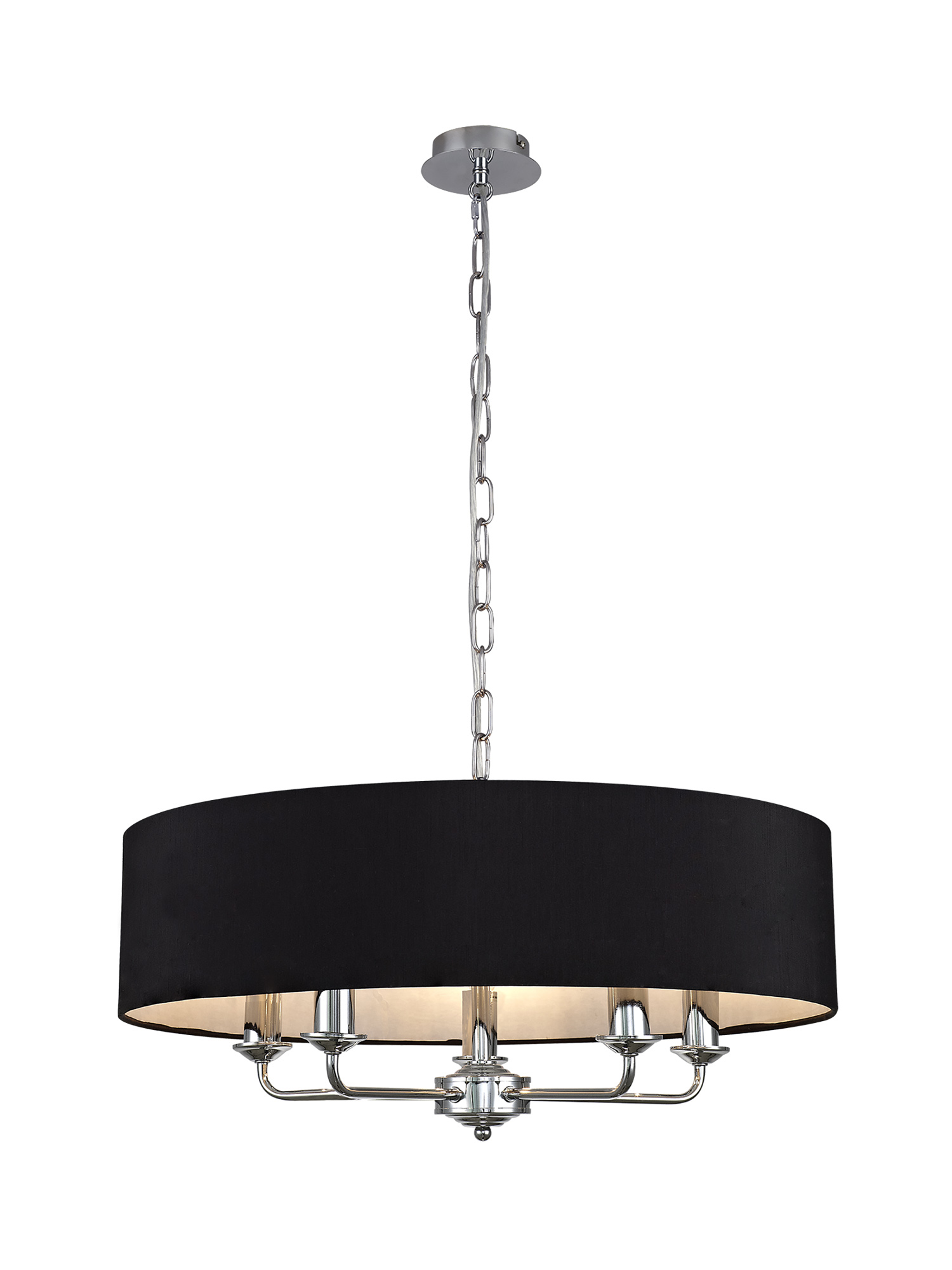 DK0008  Banyan 60cm 5 Light Pendant Polished Chrome; Black